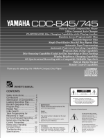 Yamaha CDC-845 - Owners Manual 